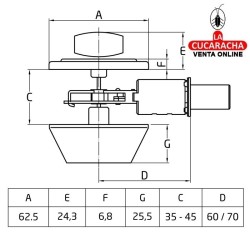 CERROJO DE ROSETA LLAVE EXTERIOR Y CONDENA INTERIOR MODELO 1550-EI.