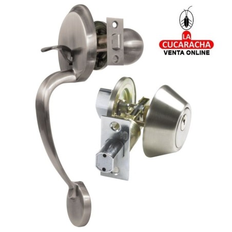 CERROJO DE ROSETA LLAVE EXTERIOR Y CONDENA INTERIOR Y MANILLON MODELO 1900.