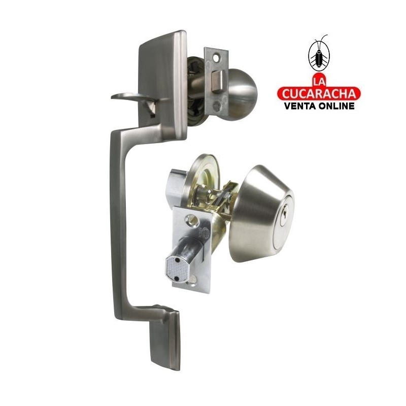 CERROJO DE ROSETA LLAVE AMBOS LADOS Y MANILLON CON PICAPORTE MODELO 1910.