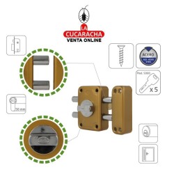 CERRADURA SOBREPONER PUERTAS MADERA LLAVES PUNTO MODELO 82.