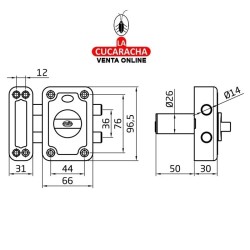 CERRADURA SOBREPONER PUERTAS MADERA LLAVES PUNTO MODELO 82.
