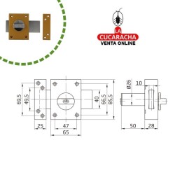 CERRADURA SOBREPONER PUERTAS MADERA LLAVES PUNTO MODELO 85.