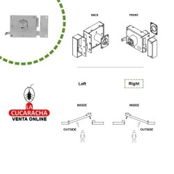 CERRADURA SOBREPONER PUERTAS MADERA LLAVES PUNTO MODELO 72-EI.