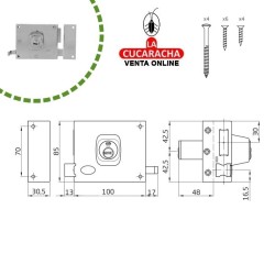 CERRADURA SOBREPONER PUERTAS MADERA LLAVES PUNTO MODELO 72-EI.