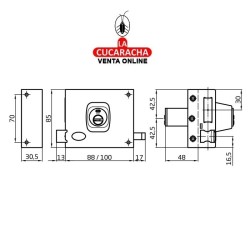 CERRADURA SOBREPONER PUERTAS MADERA LLAVES PUNTO MODELO 72-EI.