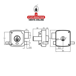 CERRADURA SOBREPONER PUERTAS MADERA LLAVES SERRETA MODELO 72U.
