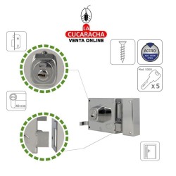 BLISTER CERRADURA SOBREPONER PUERTAS MADERA CILINDRO EUROPERFIL MODELO 73.