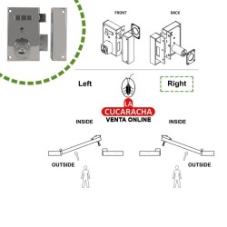 Cerradura sobreponer PUERTAS MADERA LLAVES PUNTO Modelo 75.