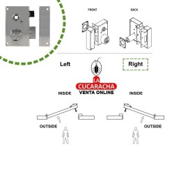 Cerradura sobreponer PUERTAS DE MADERA LLAVES DE PUNTO Modelo 75n-EI.