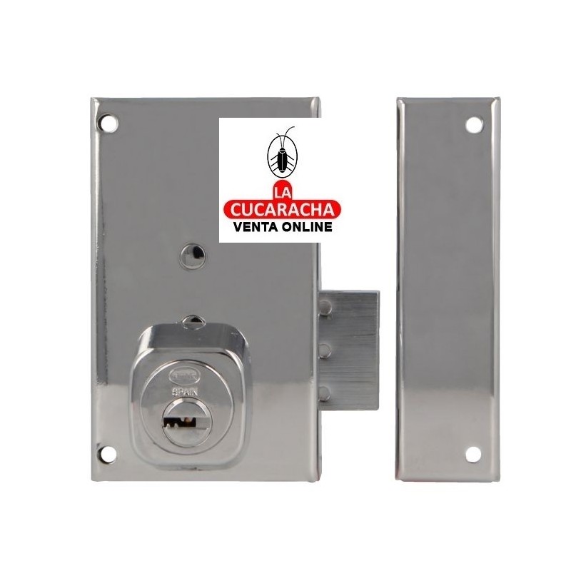 CERRADURA SOBREPONER PUERTAS MADERA CILINDRO SEGURIDAD MODELO 75P.