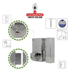 CERRADURA SOBREPONER PUERTAS MADERA CILINDRO SEGURIDAD MODELO 75P.