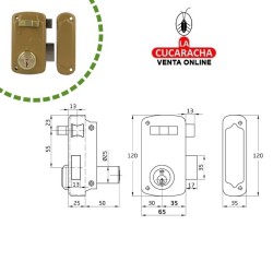 CERRADURA SOBREPONER PUERTAS MADERA CILINDRO Y LLAVES SERRETA MODELO 75U.