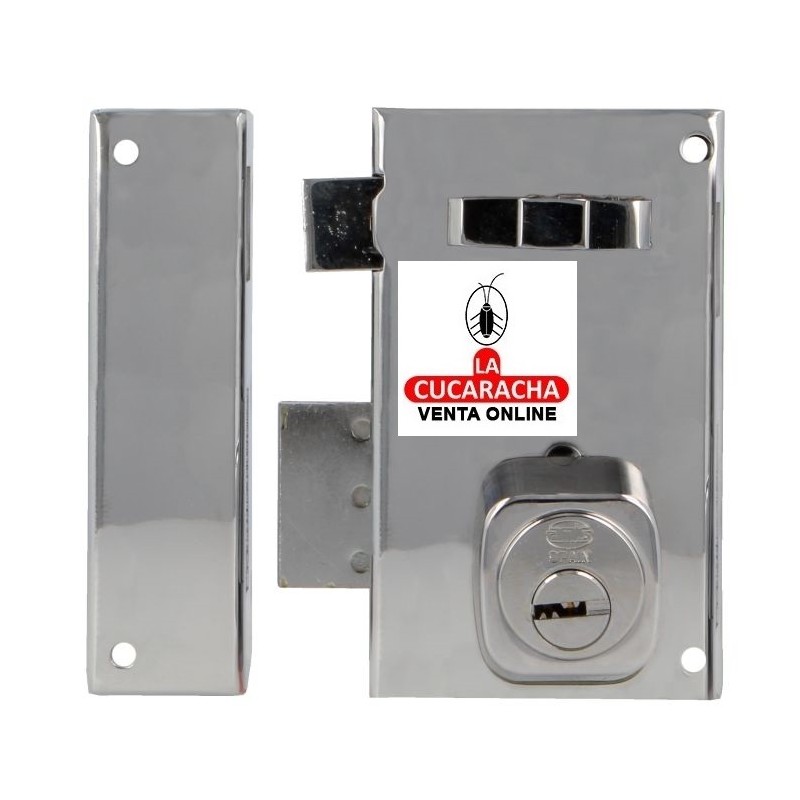 CERRADURA SOBREPONER PUERTAS MADERA CILINDRO EUROPERFIL LLAVES PUNTO MODELO 76.
