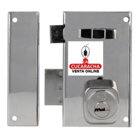 CERRADURA SOBREPONER PUERTAS MADERA CILINDRO EUROPERFIL LLAVES PUNTO MODELO 76.