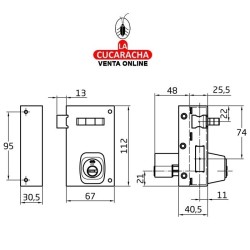 CERRADURA SOBREPONER PUERTAS MADERA CILINDRO EUROPERFIL LLAVES PUNTO MODELO 76.