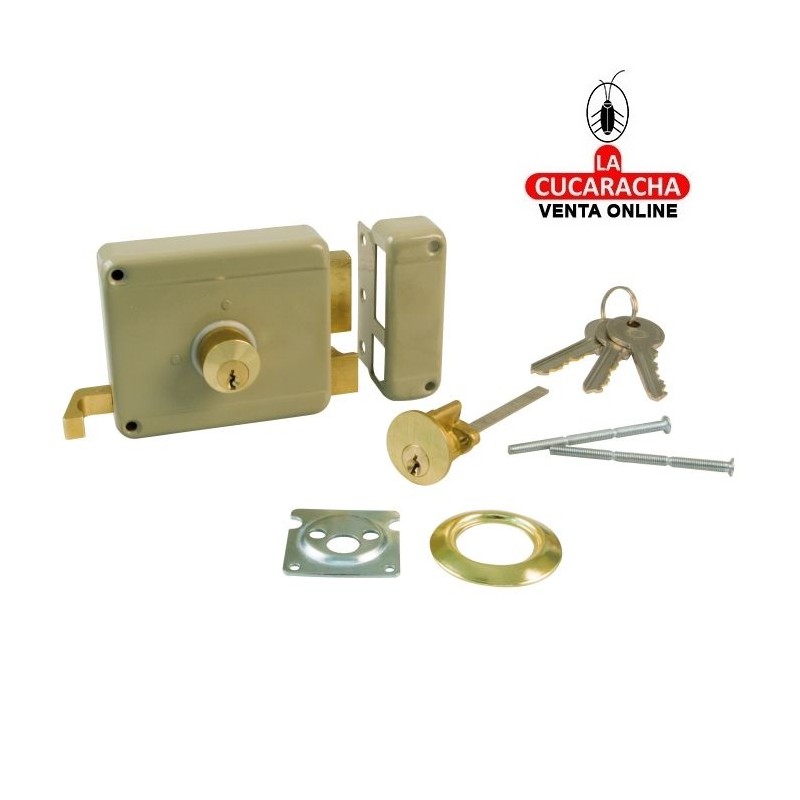 CERRADURA SOBREPONER PUERTAS MADERA CILINDRO LLAVES SERRETA MODELO 77.