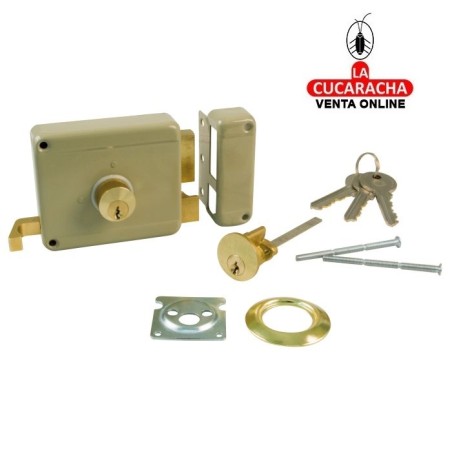 CERRADURA SOBREPONER PUERTAS MADERA CILINDRO LLAVES SERRETA MODELO 77.