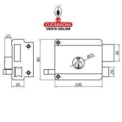 CERRADURA SOBREPONER PUERTAS MADERA CILINDRO LLAVES SERRETA MODELO 77.