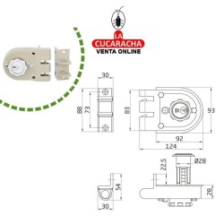 CERRADURA SOBREPONER PUERTAS CILINDRO INTERIOR Y EXTERIOR MODELO 1396.