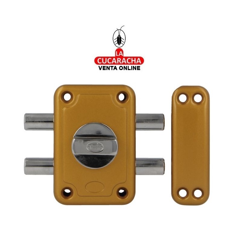 CERRADURA SOBREPONER PUERTAS MADERA 2 BULONES CIERRE Y MULETILLA MODELO 82P.