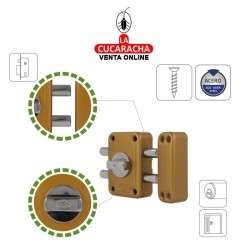 CERRADURA SOBREPONER PUERTAS MADERA 2 BULONES CIERRE Y MULETILLA MODELO 82P.