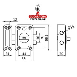 CERRADURA SOBREPONER PUERTAS MADERA 2 BULONES CIERRE Y MULETILLA MODELO 82P.