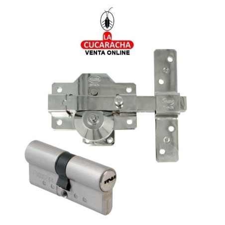 PACK CERROJO SOBREPONER Y CILINDRO 50MM ALTA SEGURIDAD MODELO 1PLUS.