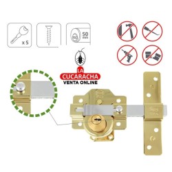 BLISTER CERROJO SOBREPONER Y CILINDRO 50MM ALTA SEGURIDAD MODELO 4PLUS.