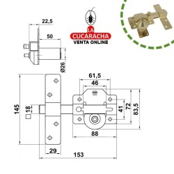 KIT CERROJO SOBREPONER Y CILINDRO MODELO 1.