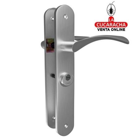 JUEGO MANILLAS ACERO PUERTAS CON PLACA Y CUADRADILLO MODELO ISHI+MULET46.