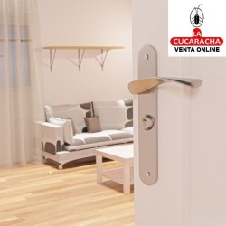 JUEGO MANILLAS ACERO PUERTAS CON PLACA Y CUADRADILLO MODELO ISHI+MULET46.