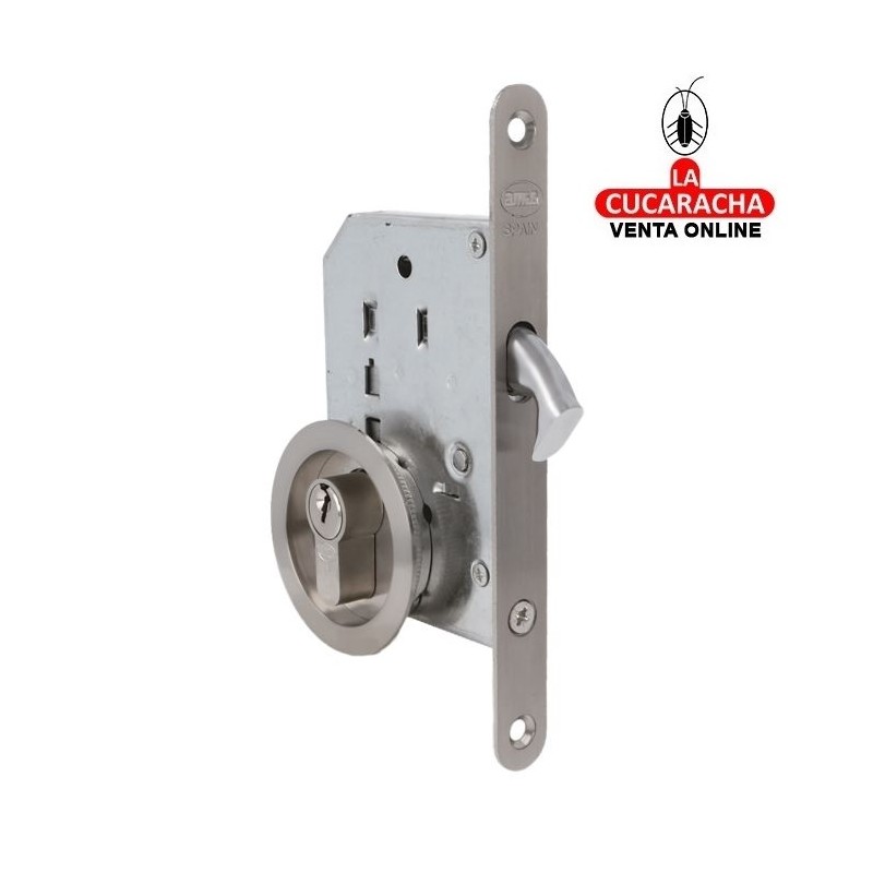CERRADURA EMBUTIR CON CILINDRO PUERTAS CORREDERAS MADERA PICO DE LORO MODELO 606.