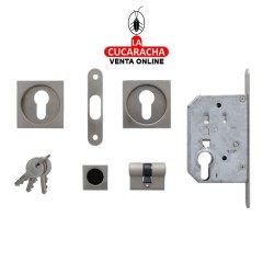 CERRADURA EMBUTIR CON CILINDRO PUERTAS CORREDERAS MADERA PICO DE LORO MODELO 605.