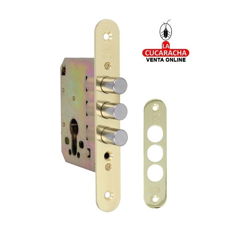 CERRADURA EMBUTIR AUXILIAR ACERO PUERTAS MADERA MODELO 103.