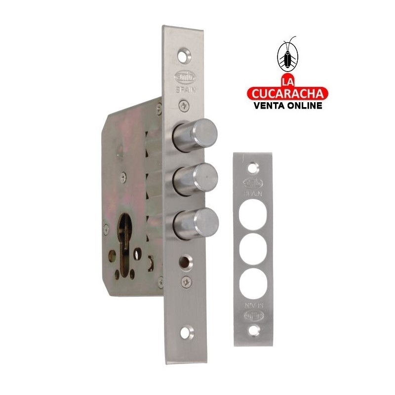 CERRADURA EMBUTIR AUXILIAR ACERO PUERTAS MADERA MODELO 102.