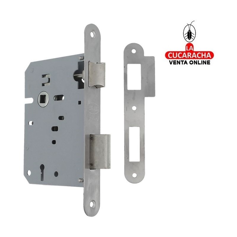CERRADURA EMBUTIR ACERO INOX PUERTAS MADERA LLAVE GORJA MODELO F716TR.