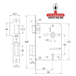 CERRADURA EMBUTIR ACERO PUERTAS MADERA LLAVE GORJA MODELO 716TR.