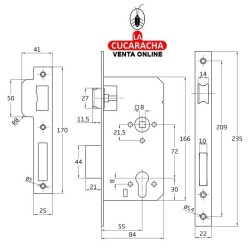 CERRADURA EMBUTIR ACERO INOX PUERTAS MADERA PALETON DE CIERRE MODELO 328.