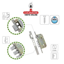CERRADURA EMBUTIR PUERTAS MADERA BULONES DE CIERRE MODELO 100 BASE.