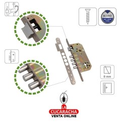 CERRADURA EMBUTIR PUERTAS MADERA BULONES DE CIERRE MODELO 101-60.
