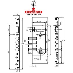 CERRADURA EMBUTIR PUERTAS MADERA BULONES DE CIERRE MODELO 100-(60).