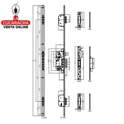 CERRADURA 3 PUNTOS EMBUTIR PUERTAS MADERA BULONES DE CIERRE MODELO 410.