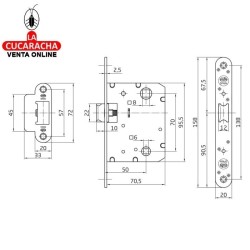PESTILLO PICAPORTE PUERTAS MADERA DE PASO LENGUETA REVERSIBLE MODELO 4000.