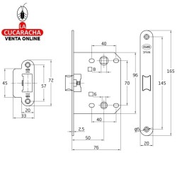 PESTILLO PICAPORTE PUERTAS MADERA DE PASO LENGUETA REVERSIBLE MODELO 3000U.