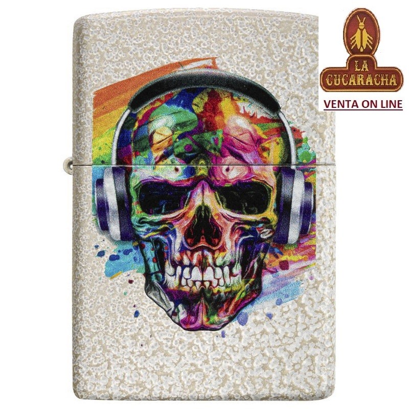 ZIPPO-ENCENDEDOR 49181 Skull Headphones Design.