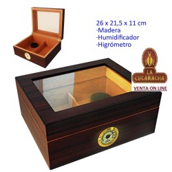 Humidor madera con higrómetro y humidificador.
