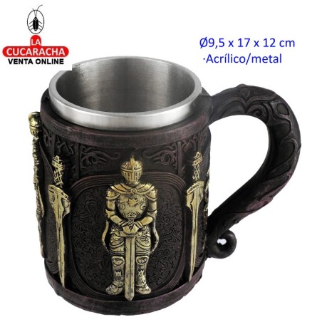 Taza ornamentación acrílica-metal.