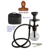 Cachimba-Shisha-Narguile 34 cm. aluminio base cristal negra.