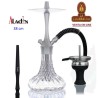 ALADIN-Cachimba-Shisha-Narguile ALUX 380-38CM. aluminio plata base cristal transparente.
