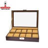 JOYERO RELOJERO POLIPIEL MARRON 30X20X7.5CM.